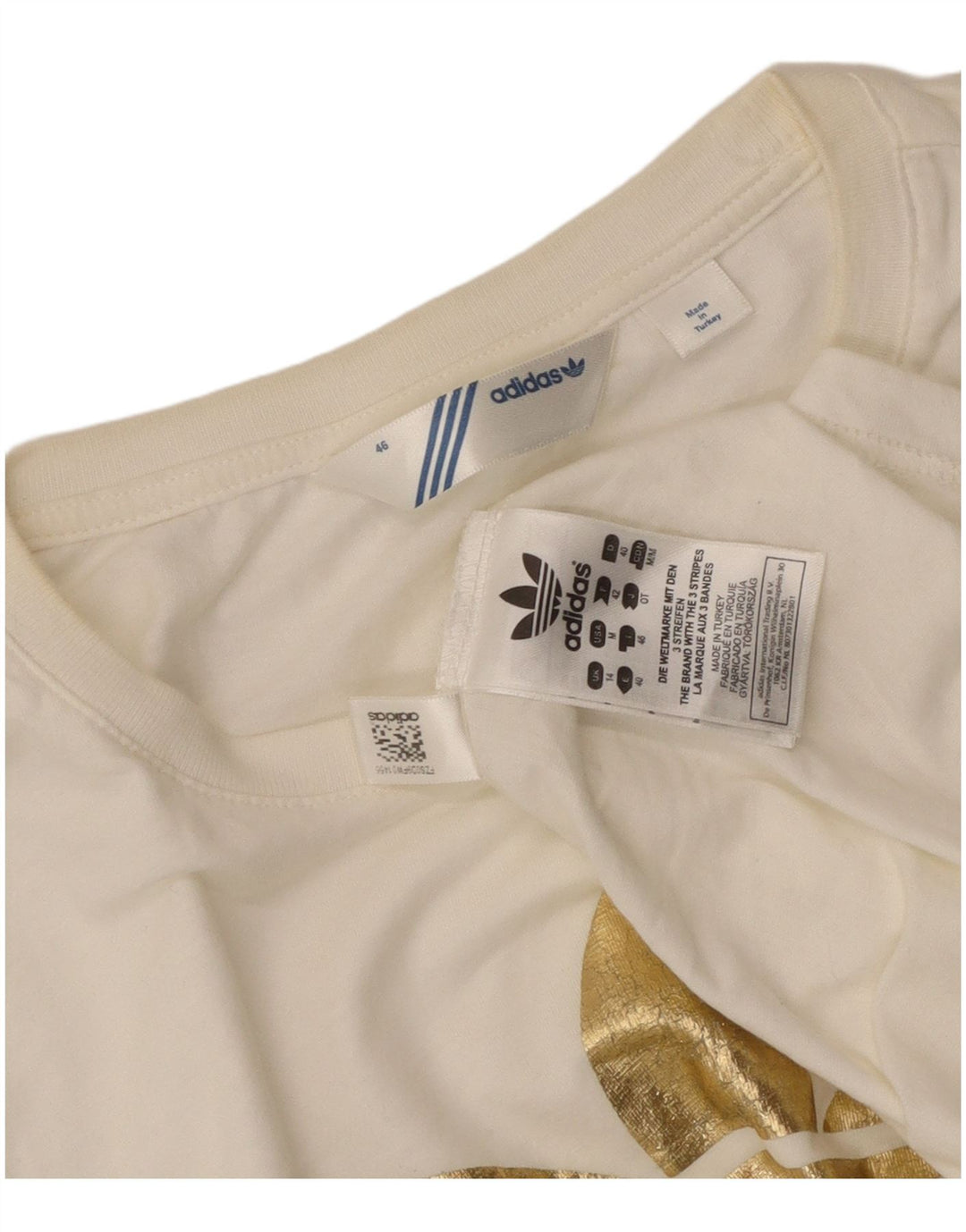 Женская футболка с рисунком Adidas Top UK 14, средний белый хлопок, белый цвет