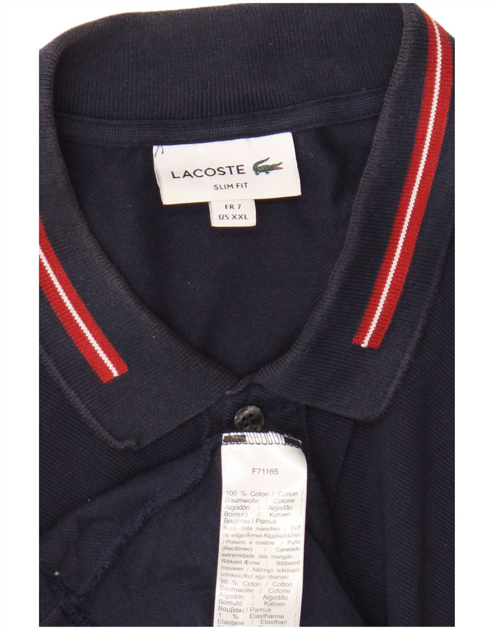 Мужская рубашка-поло Lacoste, размер 7, 2XL, темно-синяя, хлопок