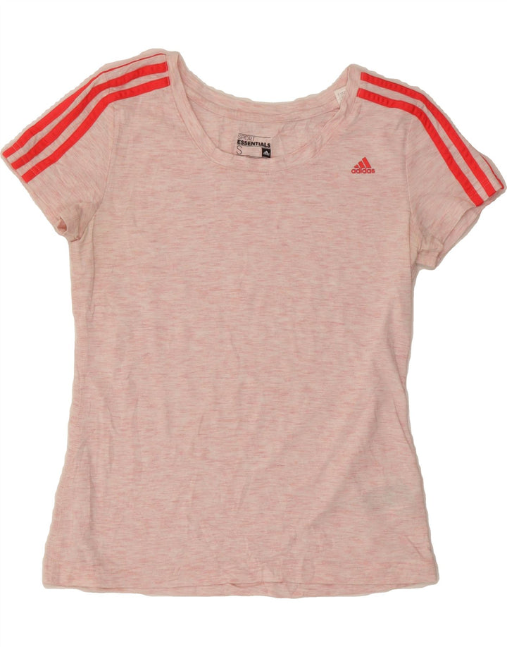 ADIDAS Womens T-Shirt Top UK 10 Small Pink Flecked Polyester Vintage Adidas and Second-Hand Adidas from Messina Hembry 