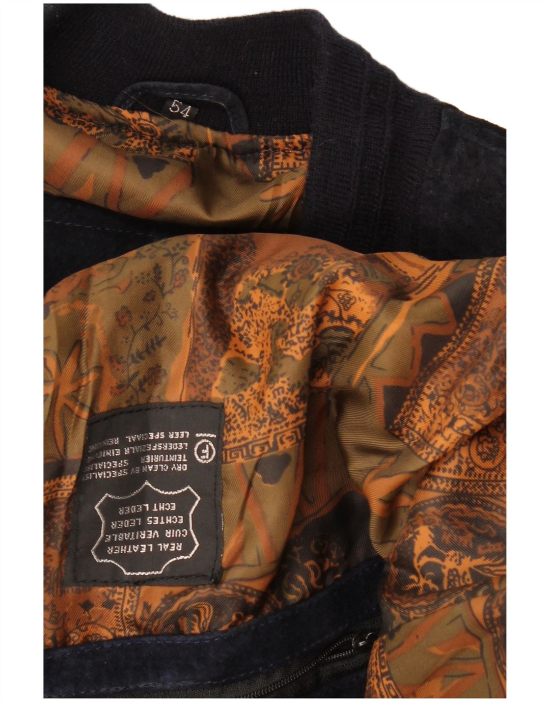 Мужской замшевый бомбер VINTAGE IT 54 2XL Темно-синий кожаный