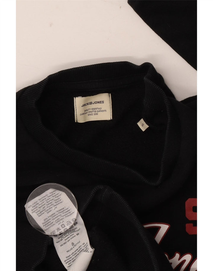 Мужской свитшот с рисунком Jack & Jones, маленький черный хлопковый джемпер