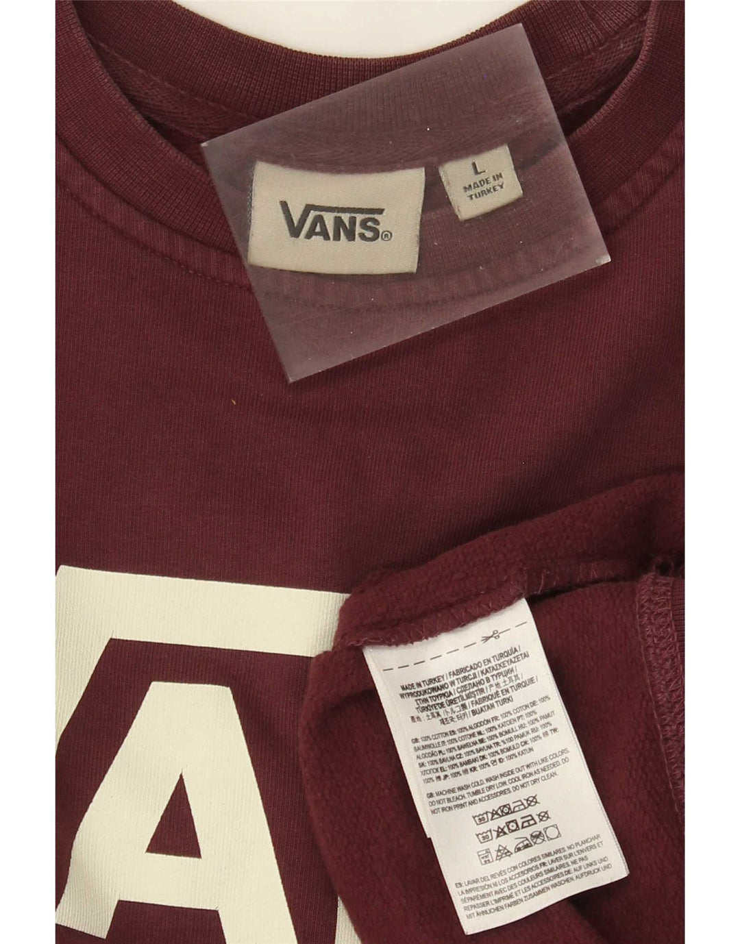 Мужской свитшот с рисунком Vans, большой бордовый хлопковый джемпер