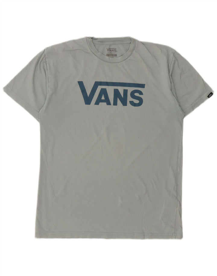 Мужская футболка классического кроя с рисунком Vans, хлопковый топ среднего синего цвета