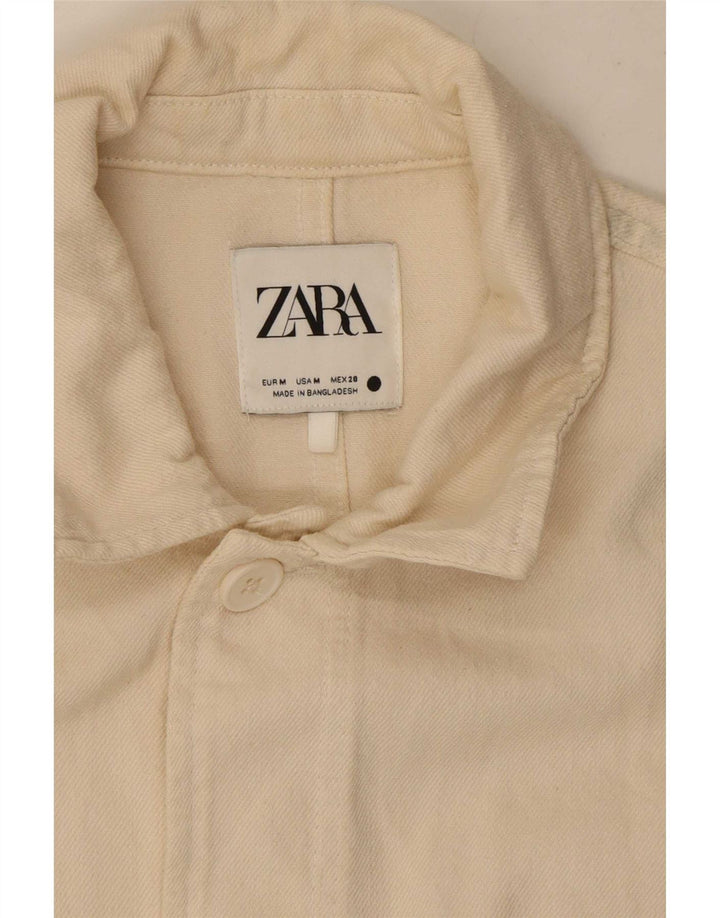 Женская куртка Zara UK 14, средний цвет, белый хлопок, хлопок