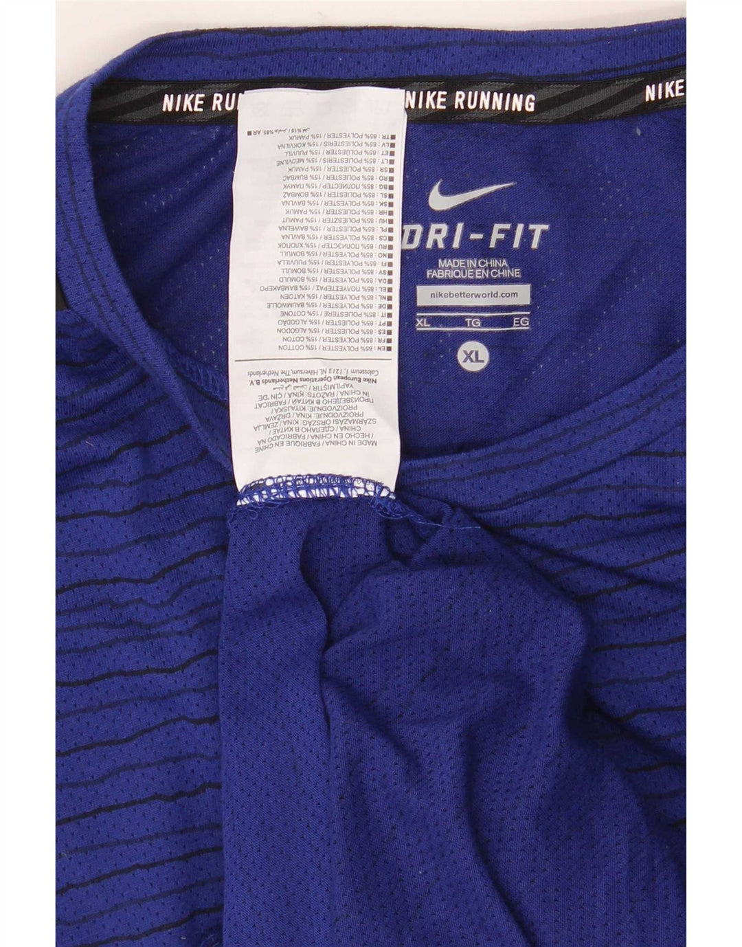 Мужская футболка Nike Dri Fit Top XL из полиэстера темно-синего цвета в полоску