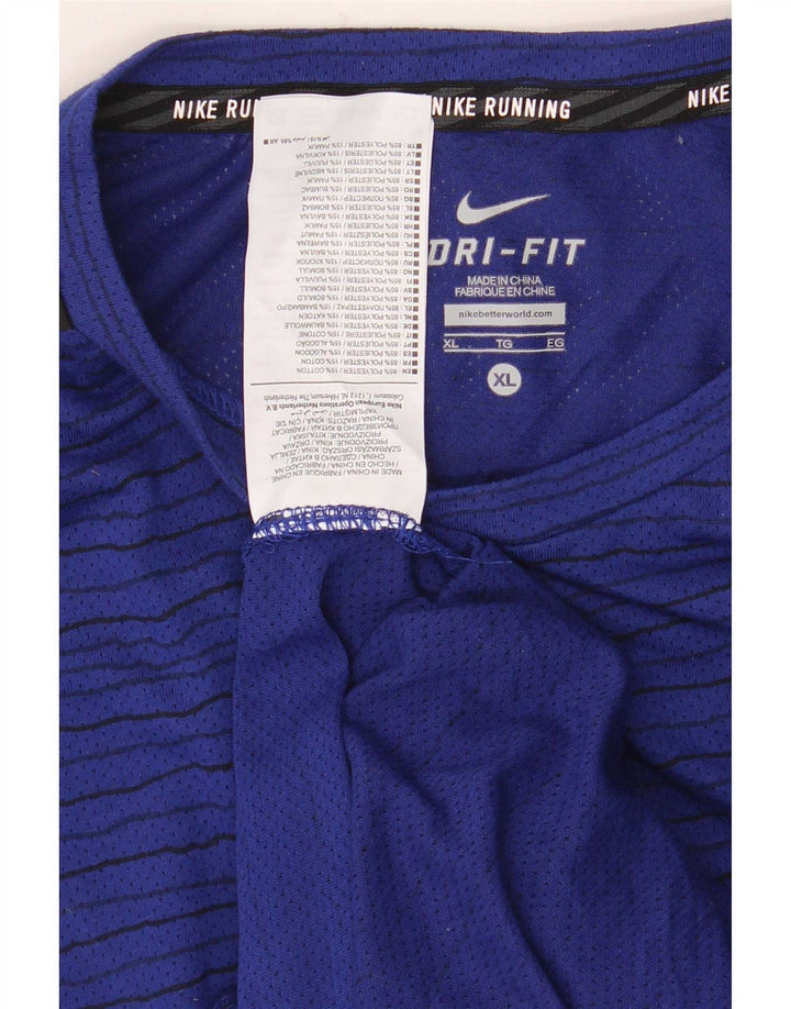 Мужская футболка Nike Dri Fit Top XL из полиэстера темно-синего цвета в полоску