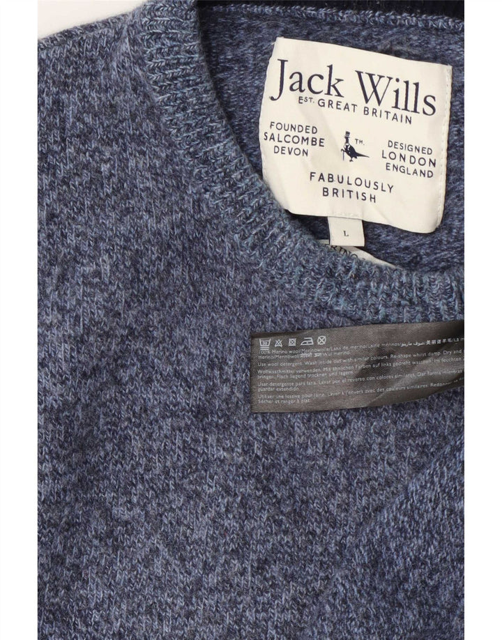 Мужской джемпер с круглым вырезом Jack Wills, большой синий шерстяной свитер в крапинку