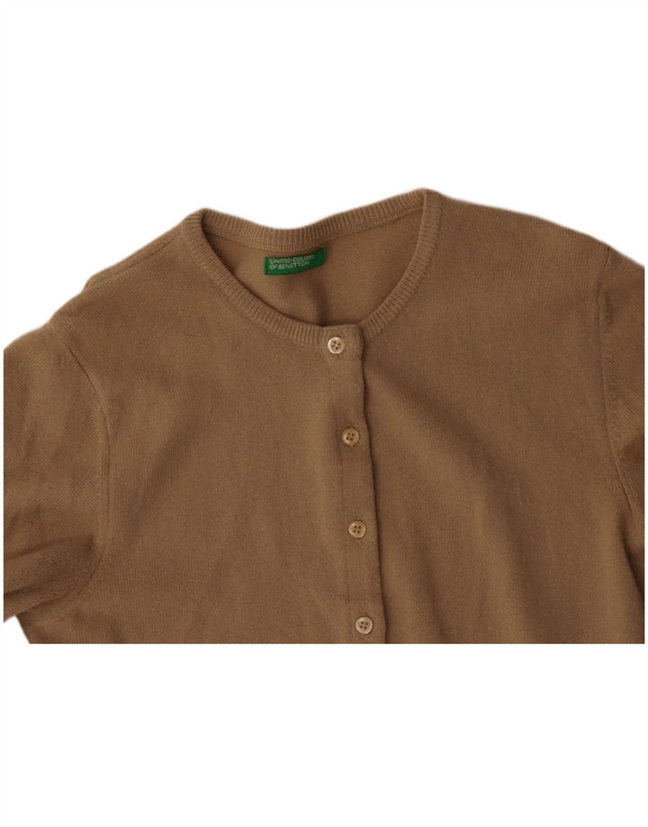 Женский кардиган BENETTON UK 10, маленький бежевый из натуральной шерсти