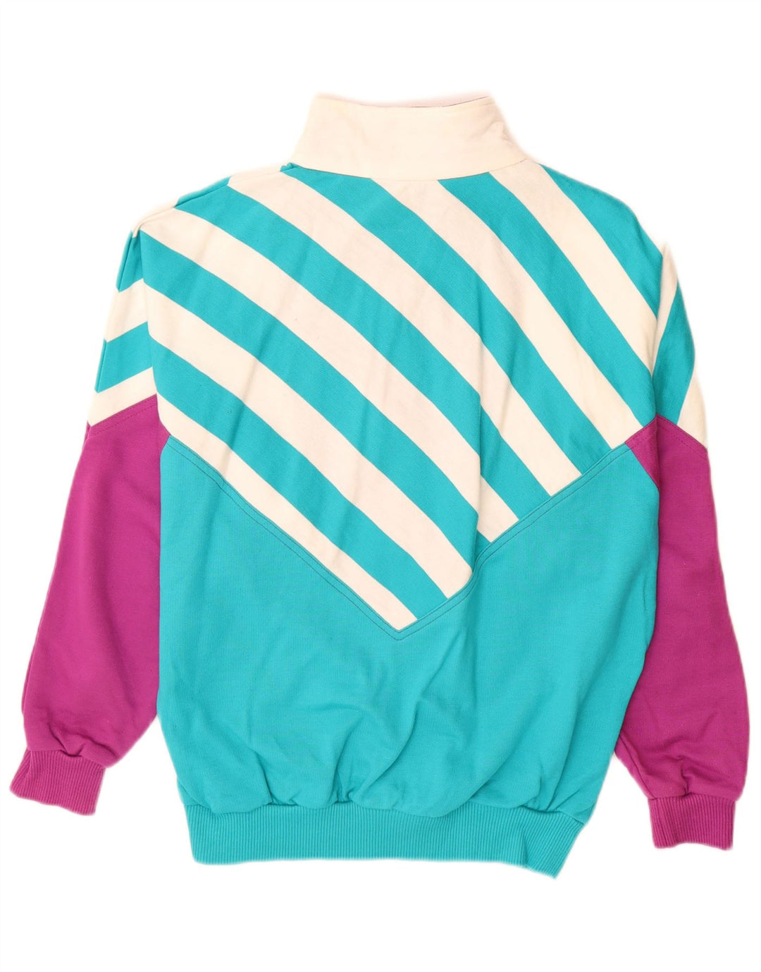 Винтажный женский джемпер с рисунком, Великобритания, 12, средний синий, цветной блок