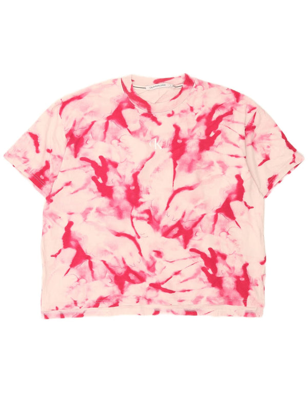 Женская футболка с рисунком Calvin Klein Jeans Top UK 14 Medium Pink Tie Dye