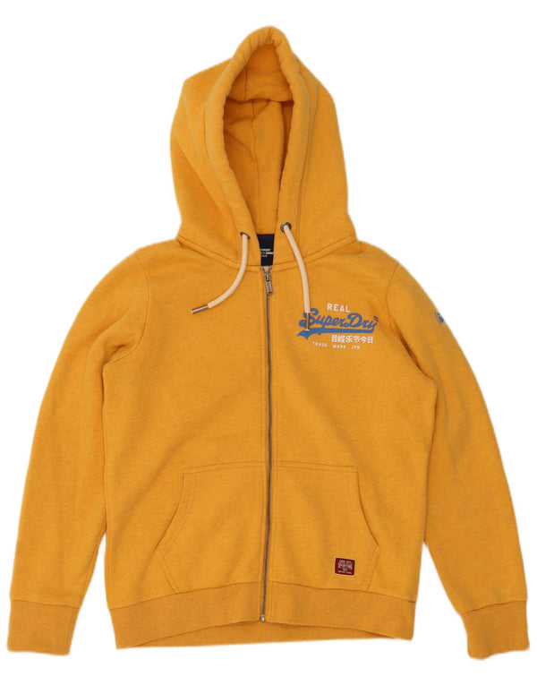 Женский свитер с капюшоном на молнии с графическим рисунком Superdry UK 14, большой желтый хлопок