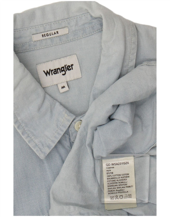 Мужская рубашка Wrangler Regular из хлопка среднего синего цвета