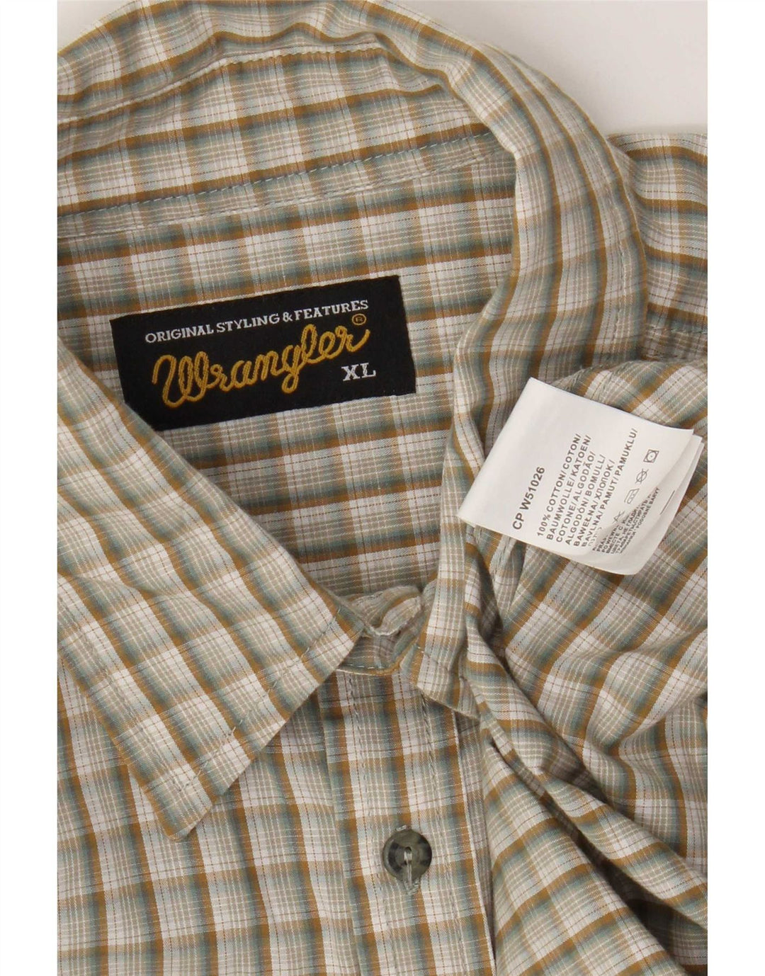 Мужская рубашка Wrangler XL, бежевая клетка, хлопок