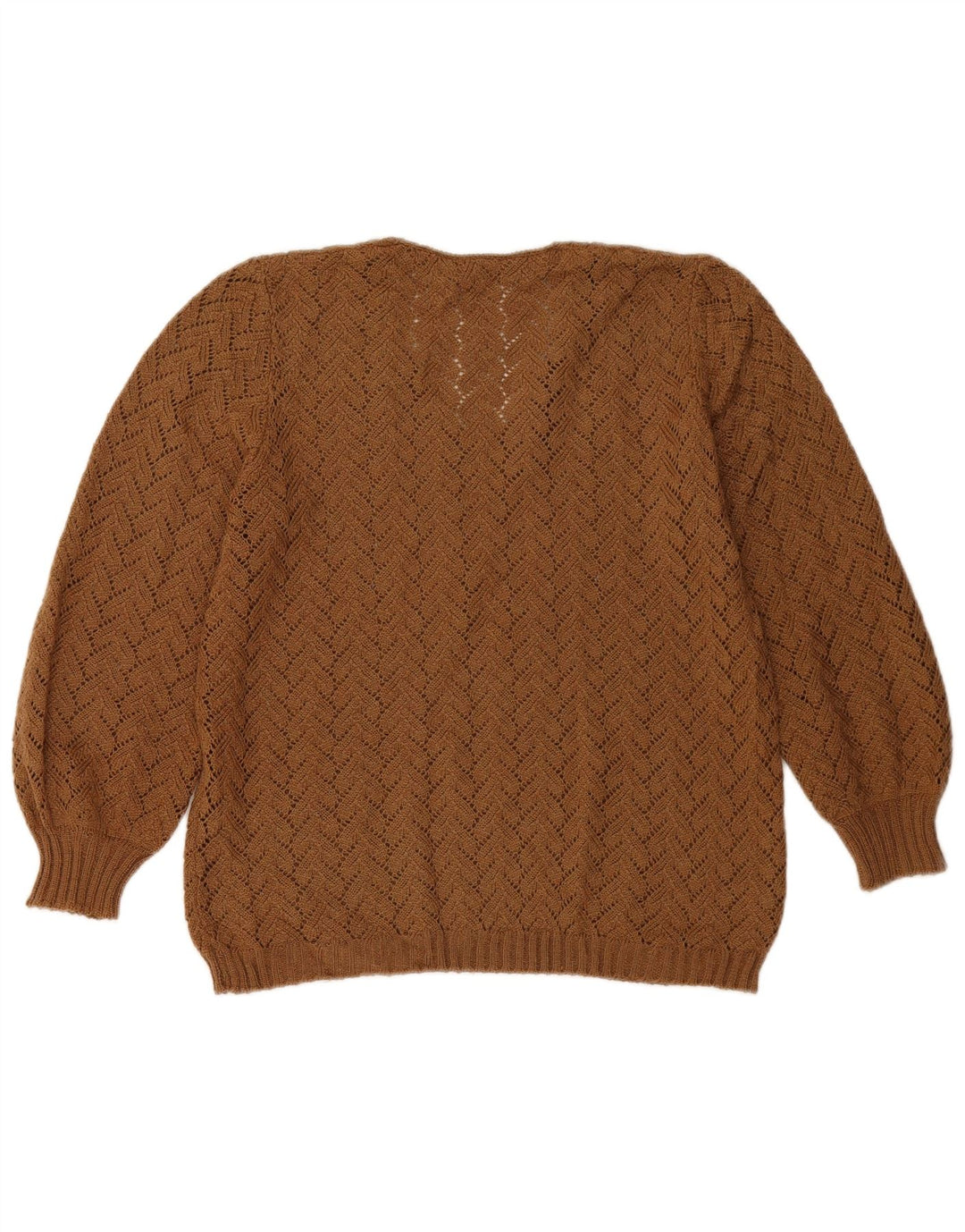 Винтажный женский джемпер с v-образным вырезом, Великобритания 14, средний коричневый цвет