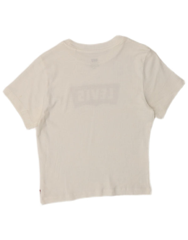 Женская укороченная футболка с рисунком Levi's Top UK 8, маленькая белая
