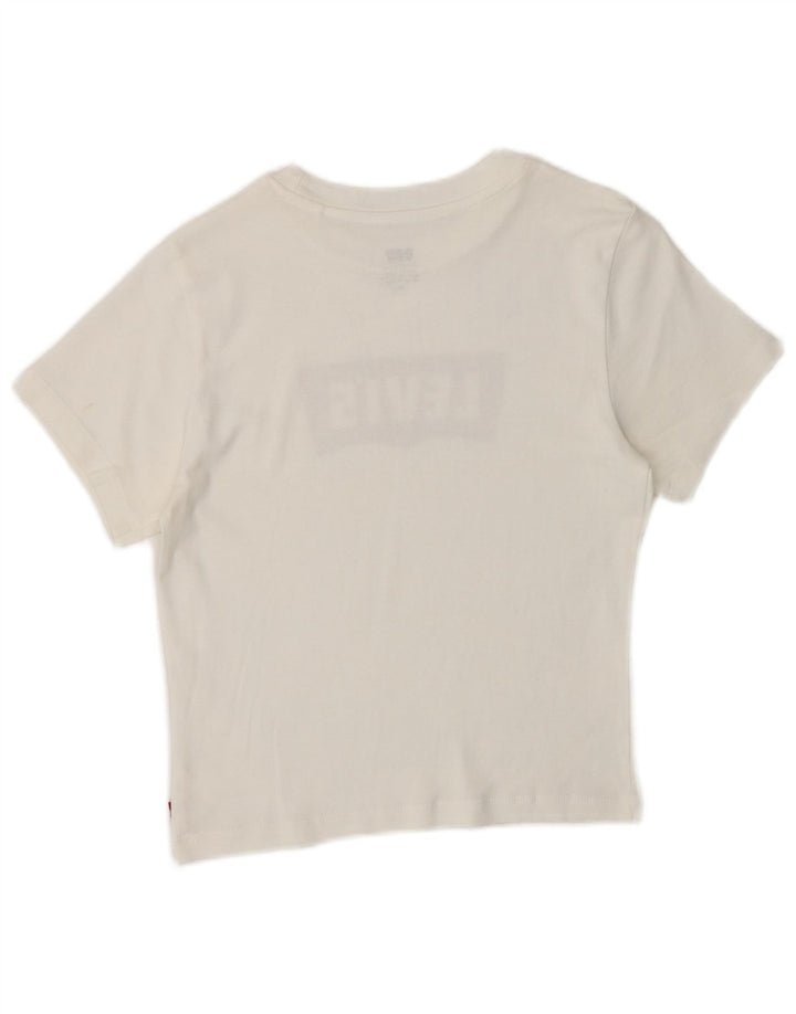 Женская укороченная футболка с рисунком Levi's Top UK 8, маленькая белая