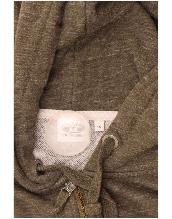 Женский свитер с капюшоном на молнии ANIMAL UK 14, большой хлопок с крапинками цвета хаки