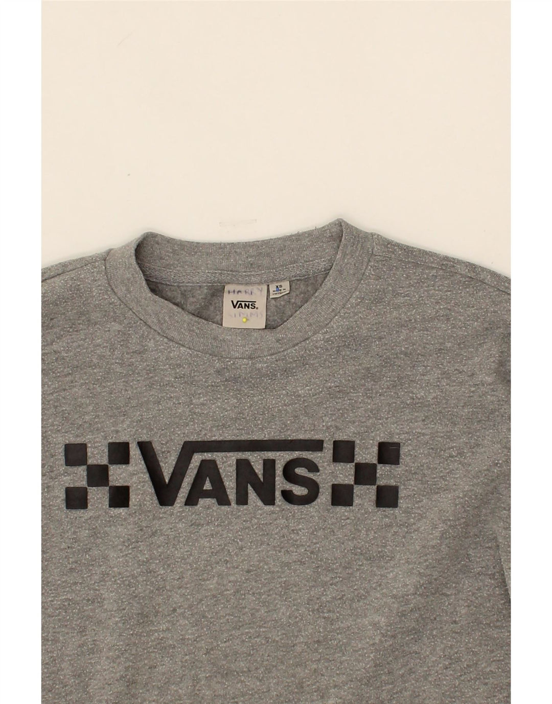 VANS Womens Graphic Oversized Sweatshirt Jumper UK 6 XS Grey Cotton Vintage Vans and Second-Hand Vans from Messina Hembry 
