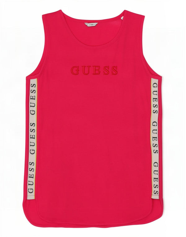 Женский жилет Guess с графическим рисунком UK 14, хлопок среднего розового цвета с цветными блоками