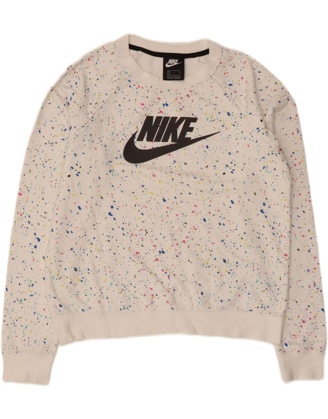 Женский джемпер большого размера с рисунком Nike UK 10, маленький белый в пятнистый цвет