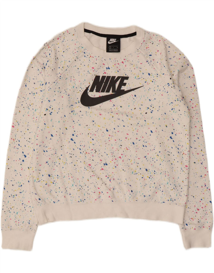 Женский джемпер большого размера с рисунком Nike UK 10, маленький белый в пятнистый цвет