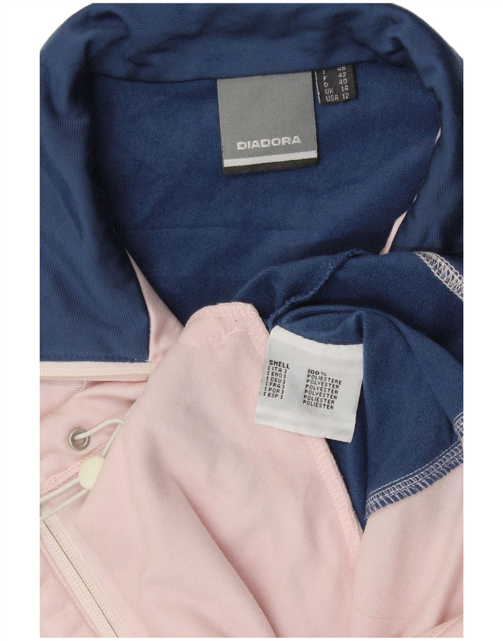 Женский спортивный костюм Diadora, верхняя куртка UK 14, большой синий полиэстер с цветными блоками