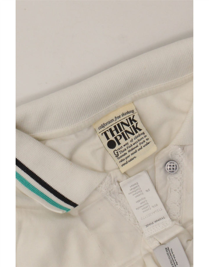 Женская рубашка поло THINK PINK UK 8, маленькая, белый хлопок