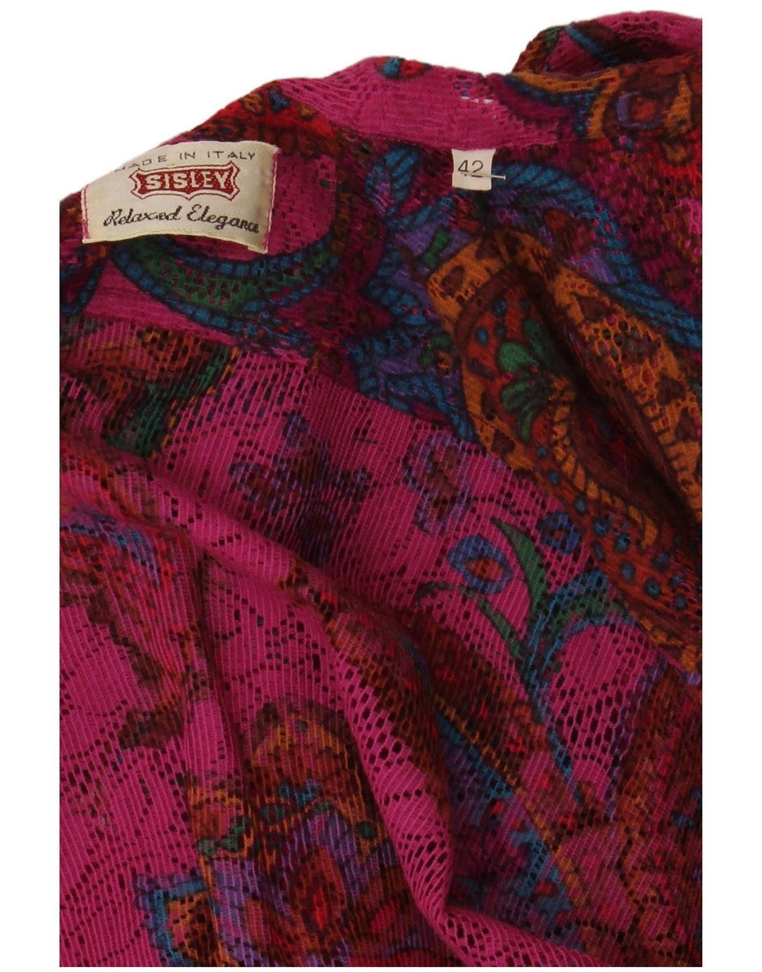 Женская рубашка непринужденной элегантности Sisley IT 42 Medium Pink Paisley Bohemian
