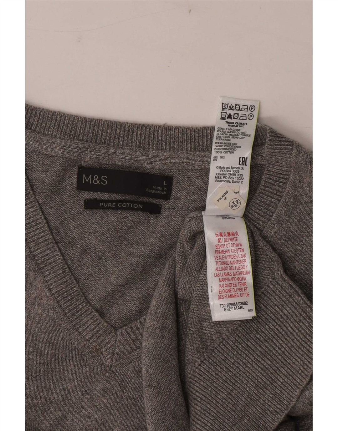 Мужская майка Marks & Spencer, большая серая хлопковая майка