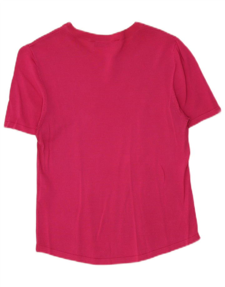 Женская футболка Zara Top UK 12 из вискозы среднего розового цвета