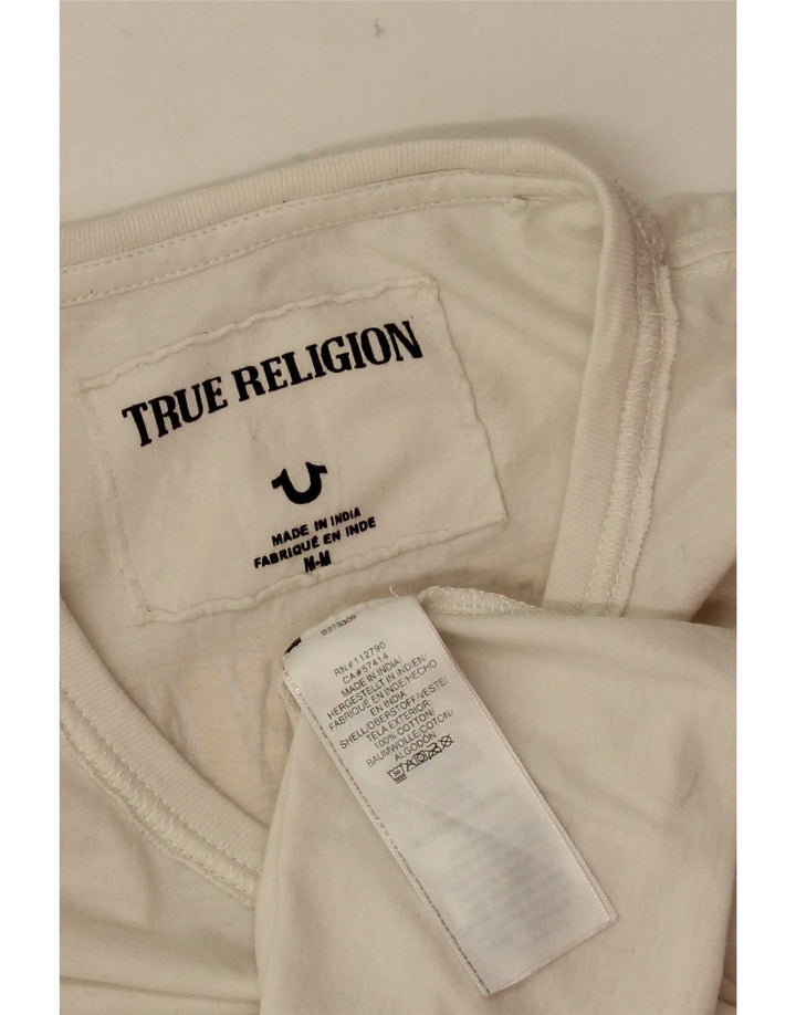 Мужская футболка с рисунком True Religion, топ среднего размера, белый хлопок, хлопок