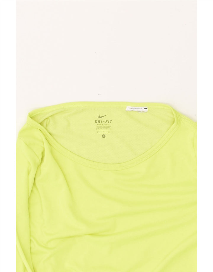 Женский топ NIKE Dri Fit с длинным рукавом UK 10, маленький зеленый полиэстер