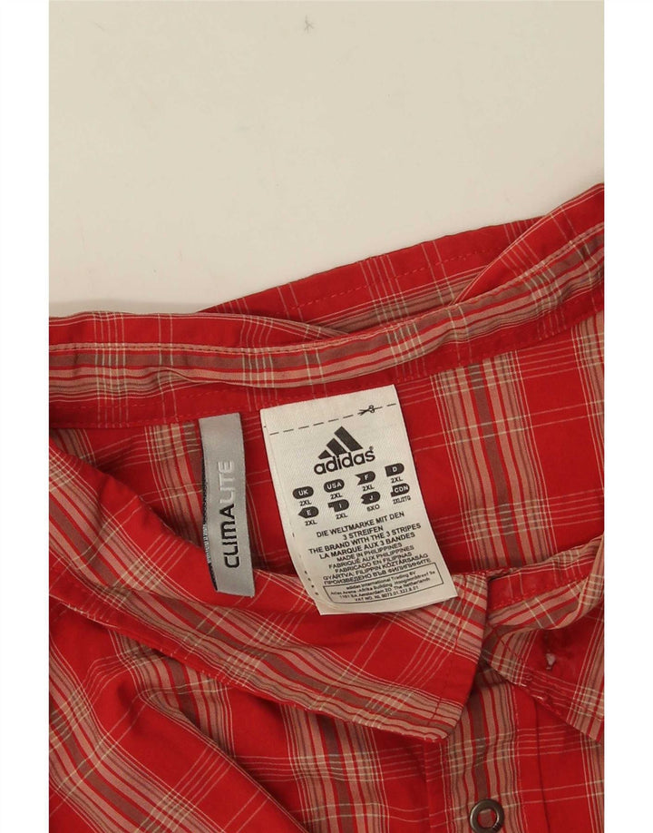 Мужская рубашка Adidas Climalite с коротким рукавом 2XL красная клетка из полиамида