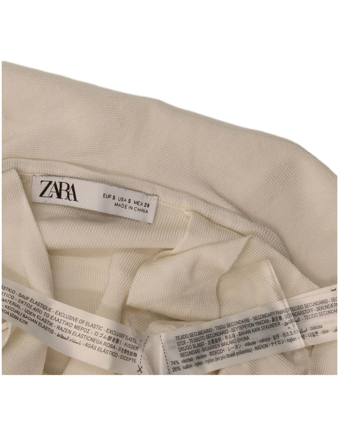 Женский укороченный топ на бретельках с оборками спереди Zara UK 8, маленький цвет из вискозы белого цвета