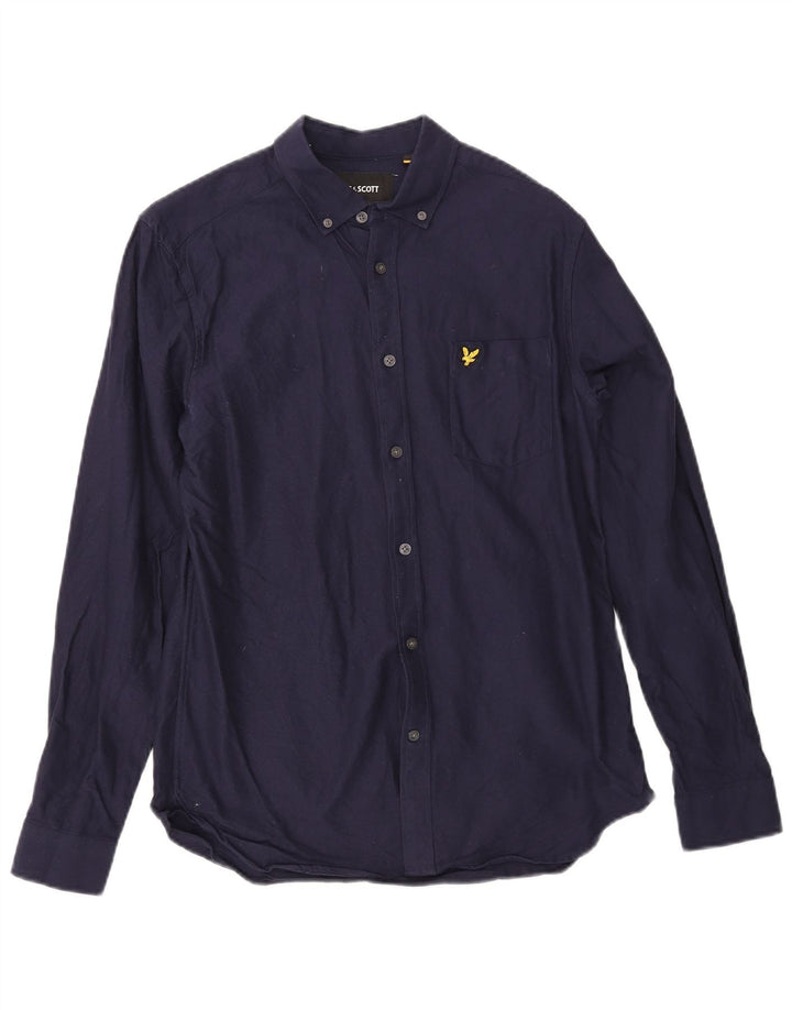 Мужская рубашка Lyle & Scott, маленькая, темно-синяя, хлопковая