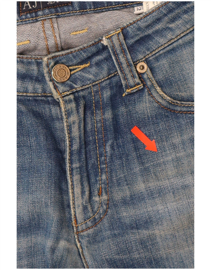 Женские прямые джинсы цвета индиго ARMANI W27 L28, синий хлопок