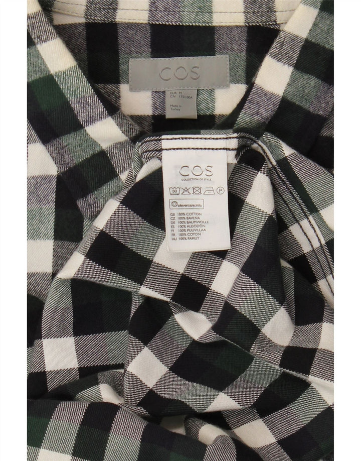 Cos Мужская фланелевая рубашка среднего размера, зеленая клетка, хлопок