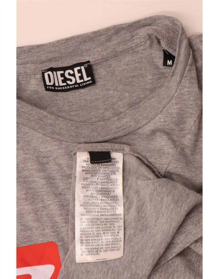 Мужская футболка Diesel с рисунком, хлопковый топ среднего серого цвета с крапинками