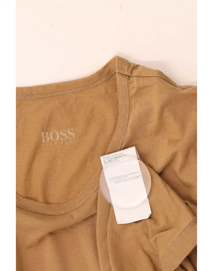 Мужская футболка Hugo Boss, большой размер, бежевый хлопок