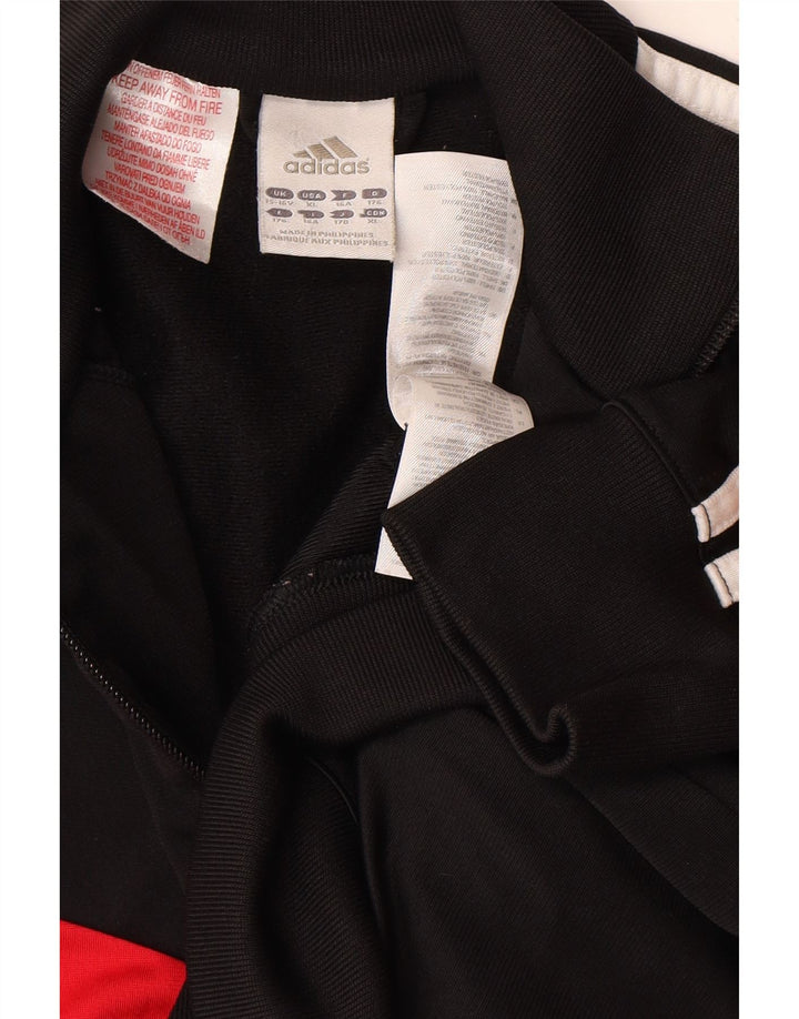 Спортивный костюм Adidas для мальчиков, верхняя куртка 15–16 лет, черный полиэстер с цветными блоками