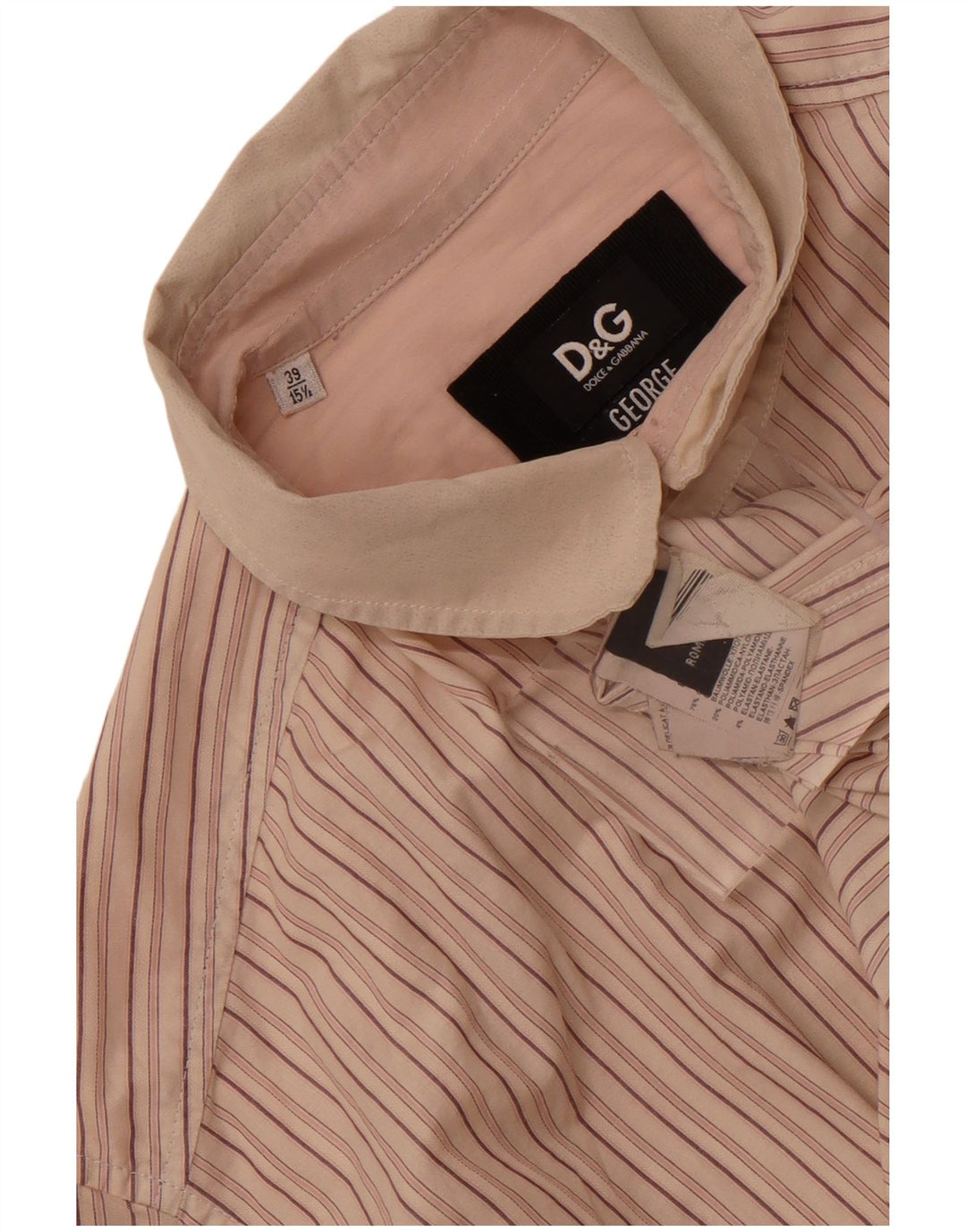 Мужская рубашка Dolce & Gabbana George, размер 39 15 1/2, средняя, бежевая в полоску