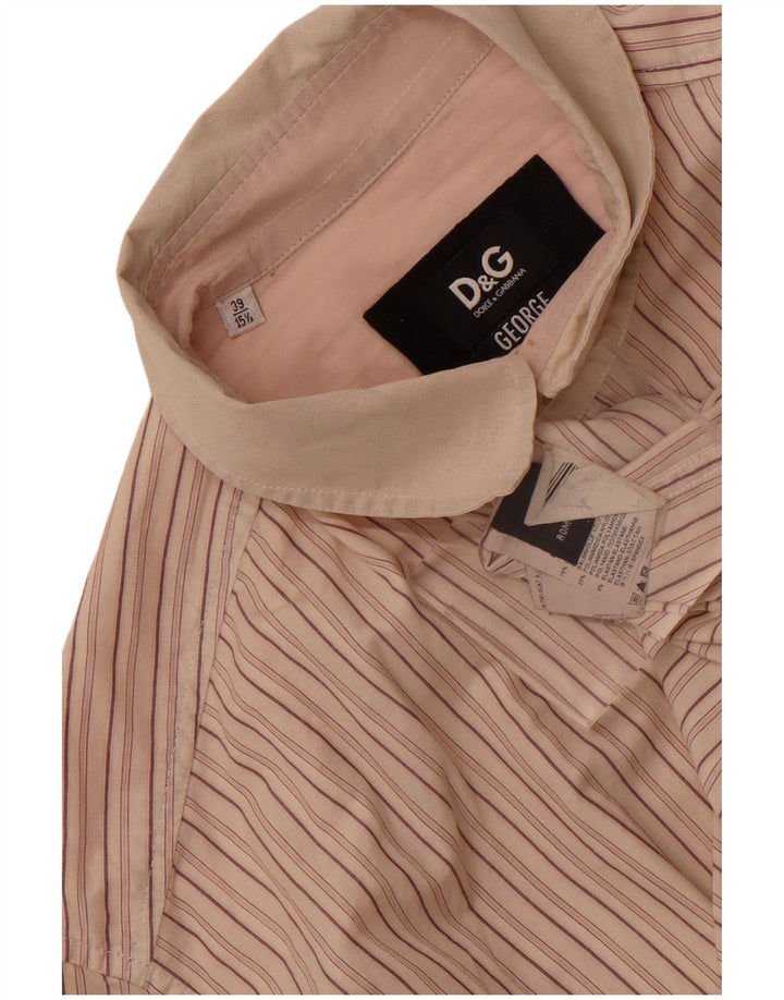 Мужская рубашка Dolce & Gabbana George, размер 39 15 1/2, средняя, бежевая в полоску