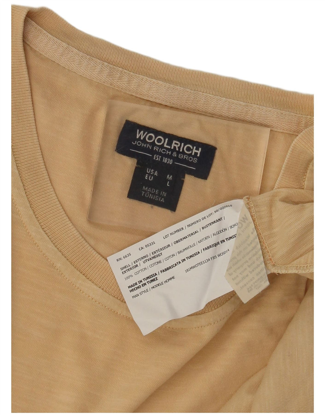 Мужская футболка с рисунком Woolrich, большой бежевый хлопок