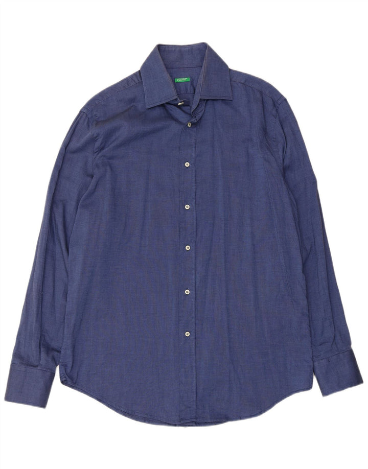 Мужская рубашка Benetton XL темно-синяя, хлопок