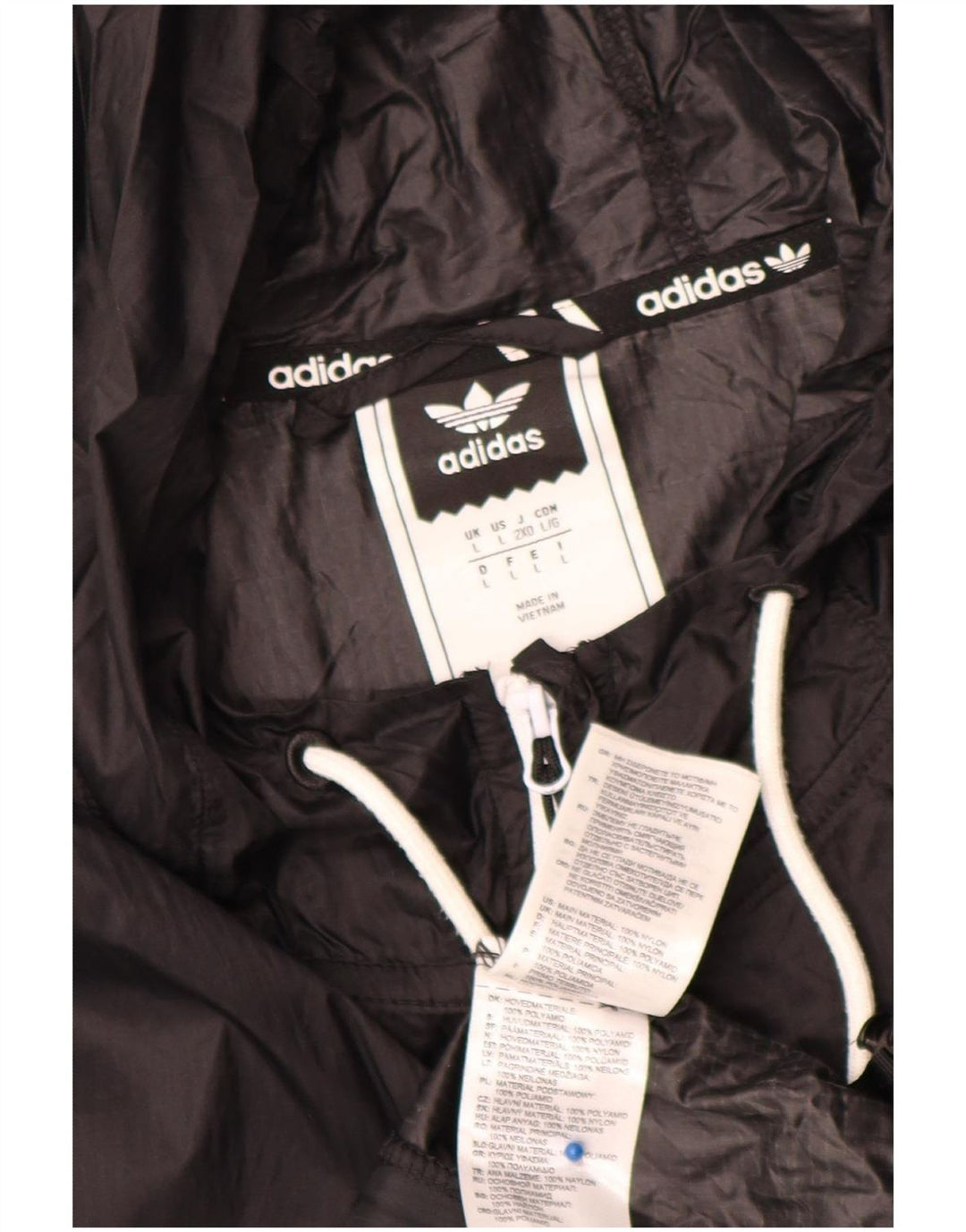 Мужская дождевик с капюшоном Adidas UK 40, большой черный нейлон
