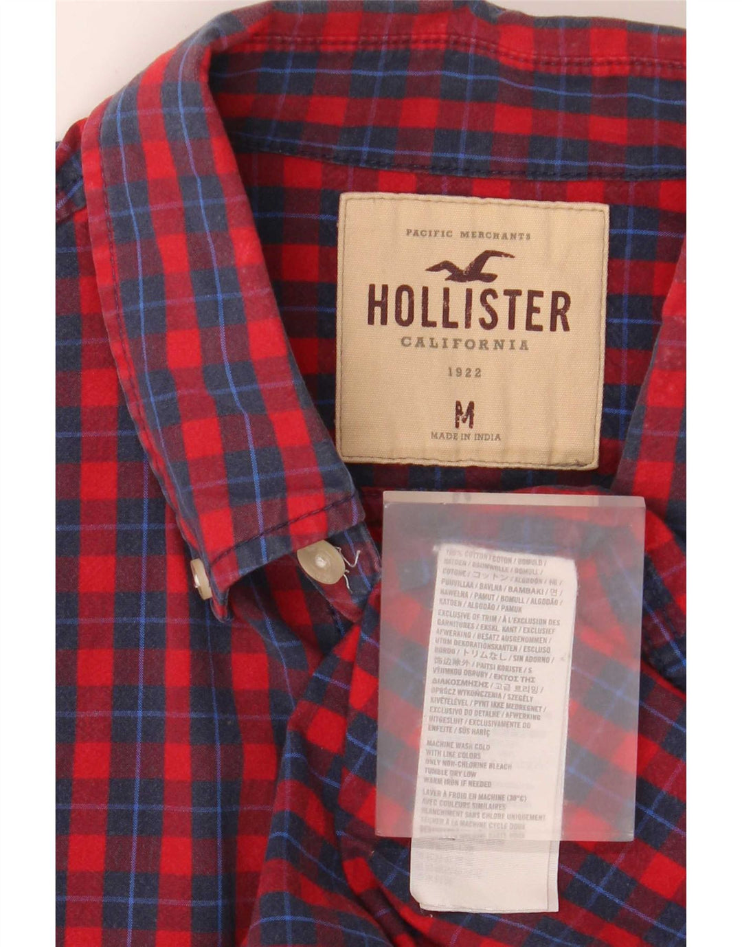 Мужская рубашка Hollister в красную клетку, хлопок среднего размера
