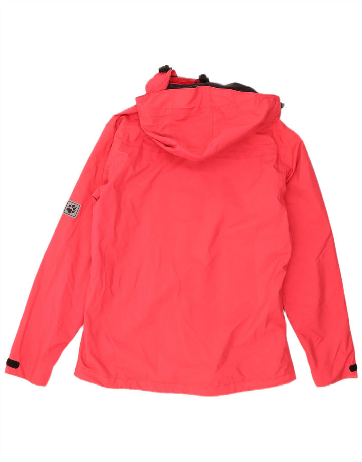 Женская дождевик с капюшоном Jack Wolfskin UK 12, полиэстер среднего розового цвета