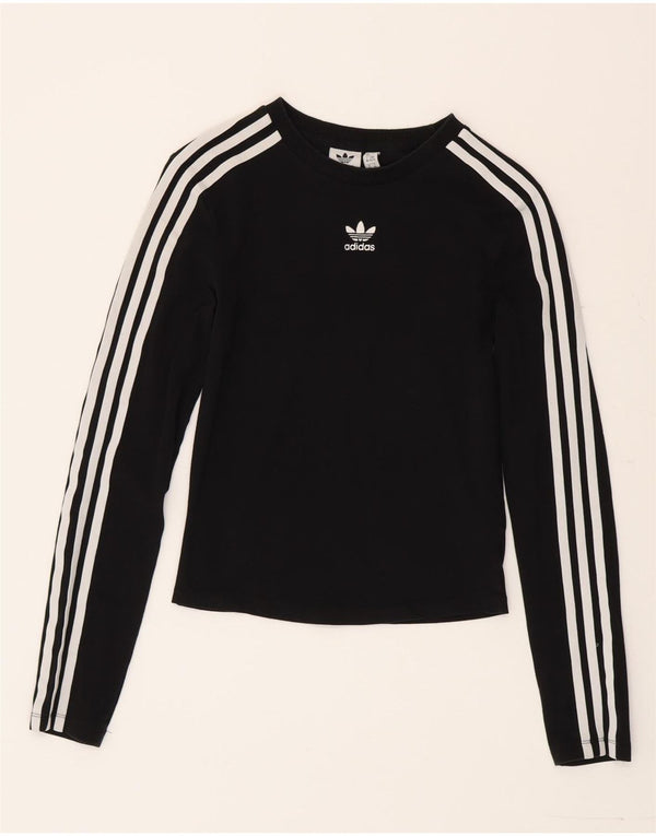 Женский укороченный топ Adidas с длинным рукавом UK 4/6 XS, черный хлопок