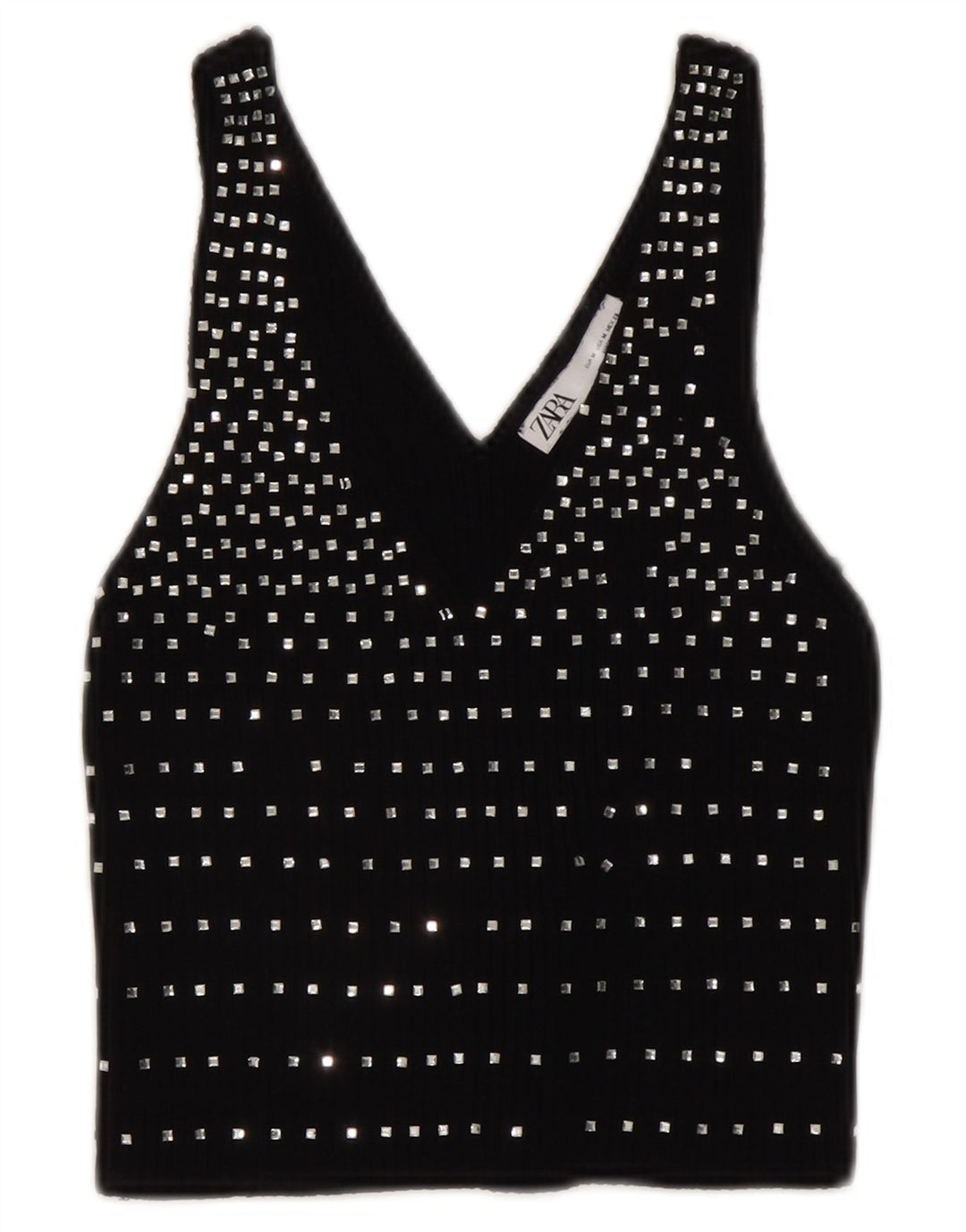 Женский укороченный топ без рукавов Zara UK 12 Medium Black Spotted