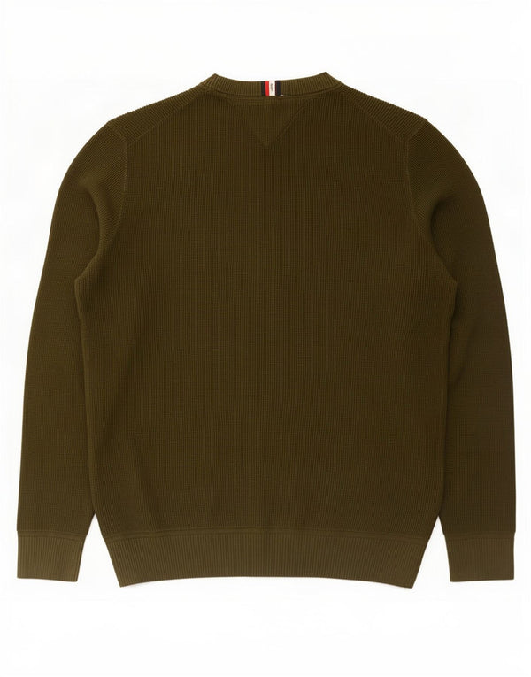 Мужской джемпер с круглым вырезом Tommy Hilfiger XL, хлопок цвета хаки